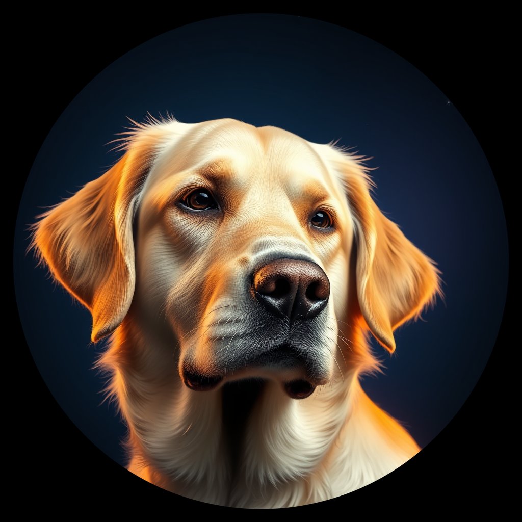 Cosmic medallion portrait of PFZ29E04_PFZ29E04, a Golden Retriever