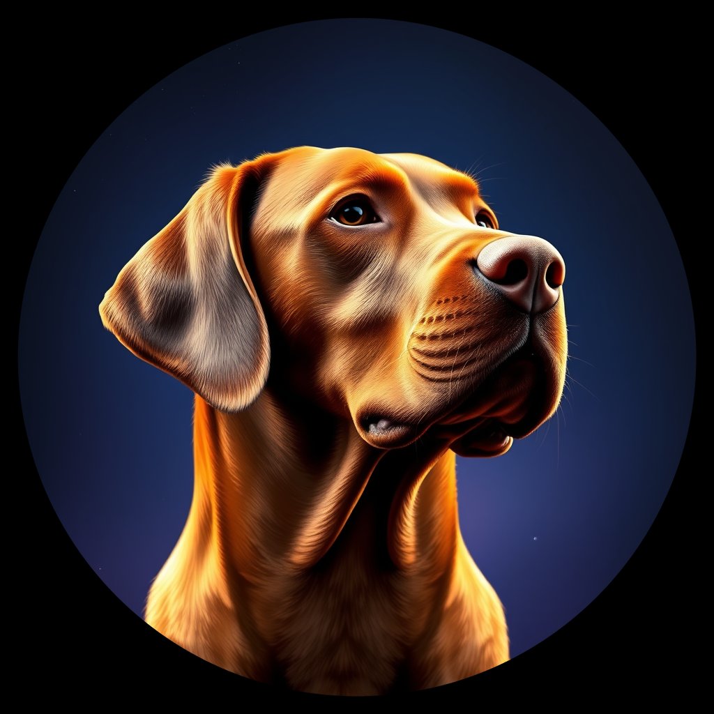 Cosmic medallion portrait of PFZ29E06_PFZ29E06, a Vizsla