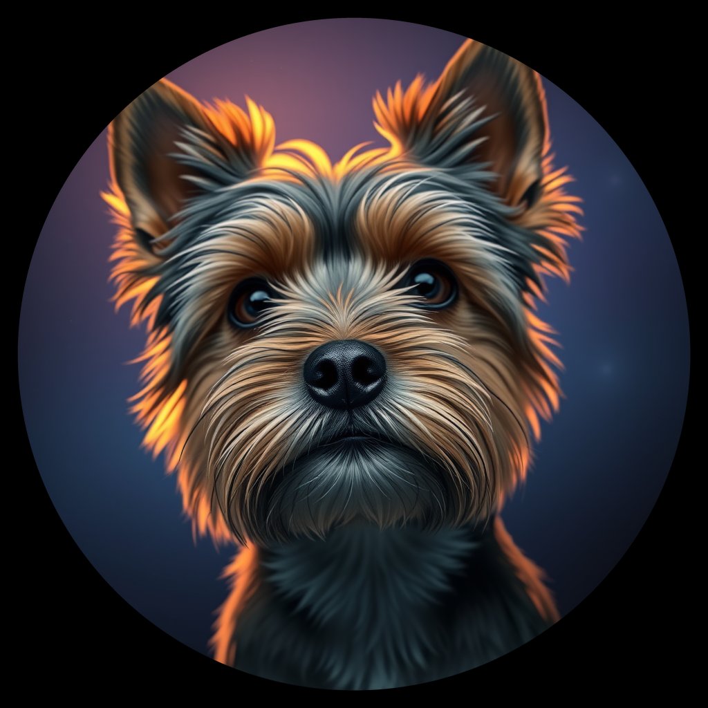 Cosmic medallion portrait of PFZ29E07_PFZ29E07, a Yorkshire Terrier