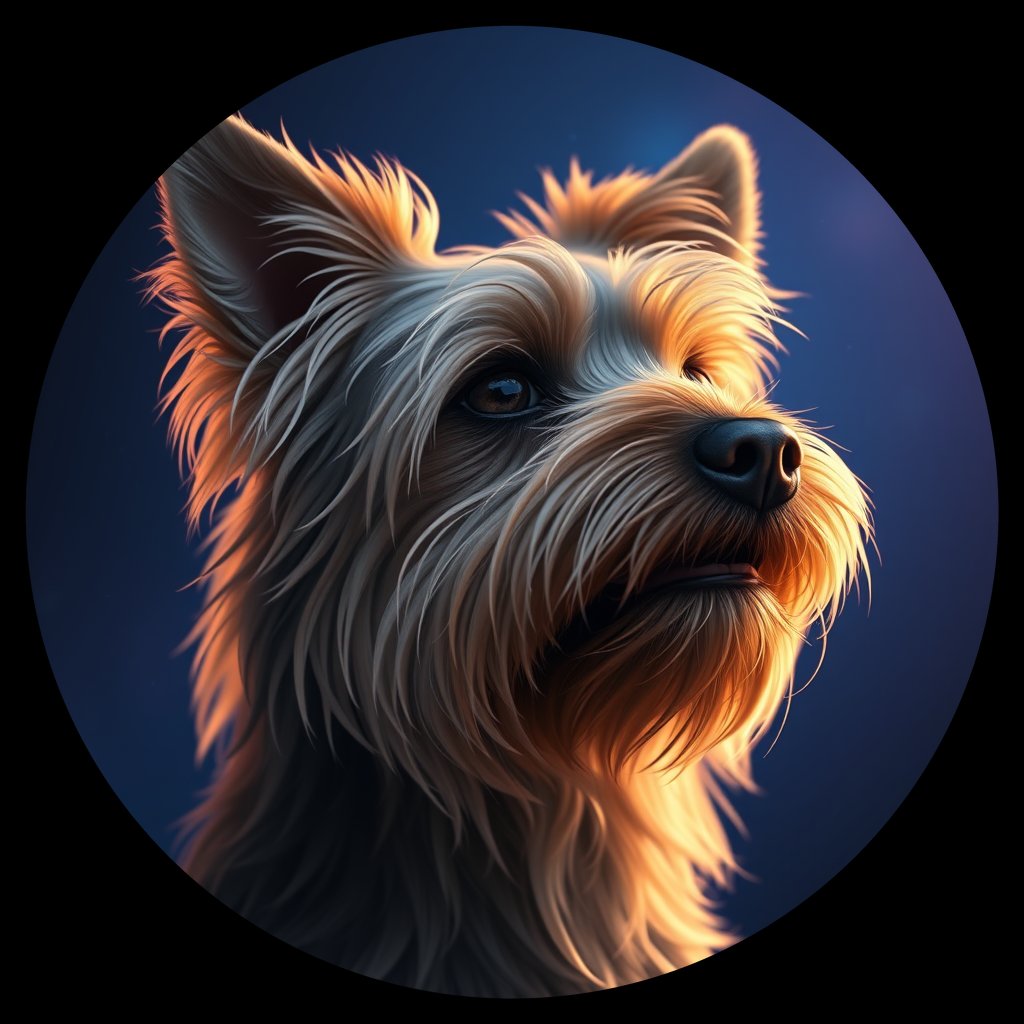 Cosmic medallion portrait of PFZ29E08_PFZ29E08, a Yorkshire Terrier