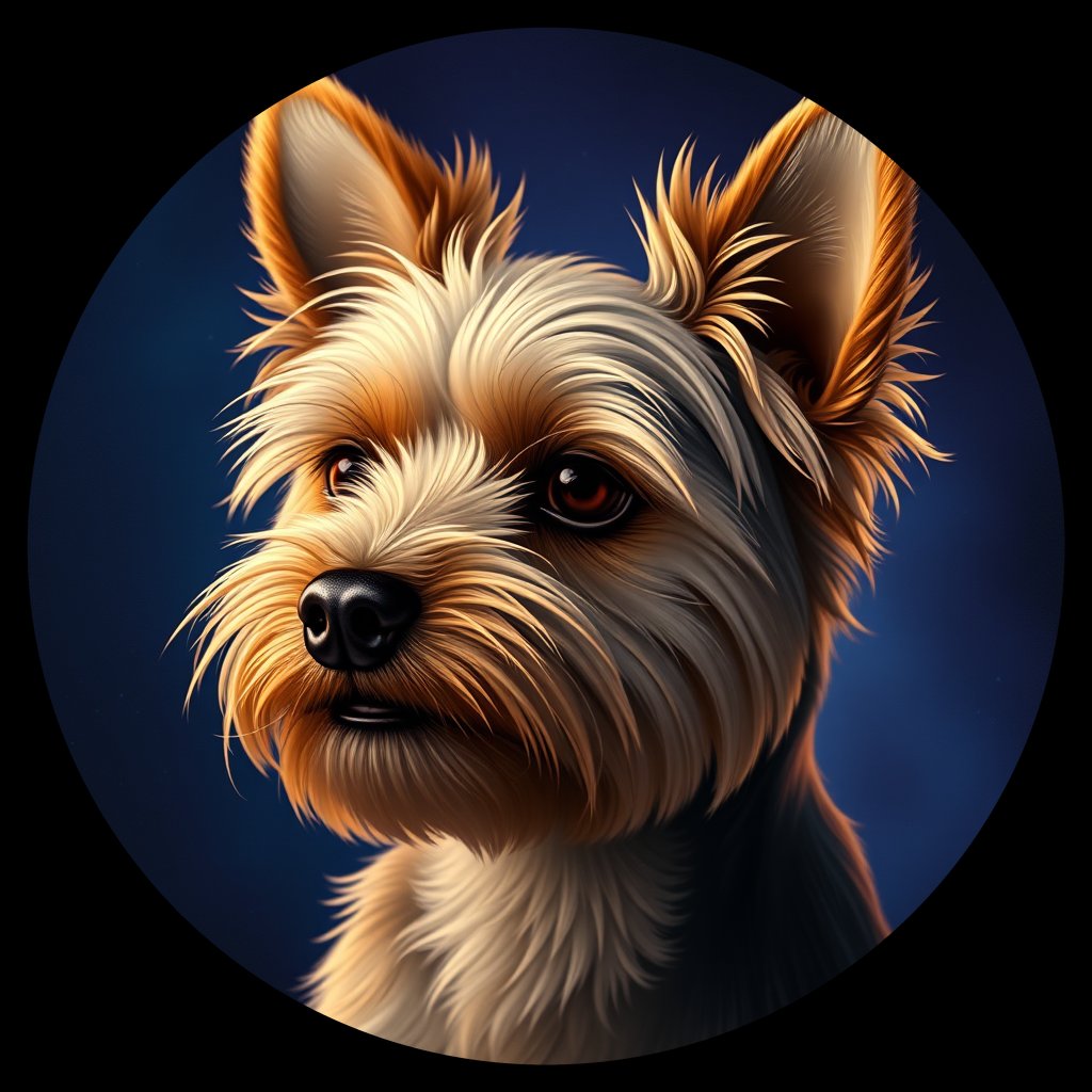 Cosmic medallion portrait of PFZ29E09_PFZ29E09, a Yorkshire Terrier
