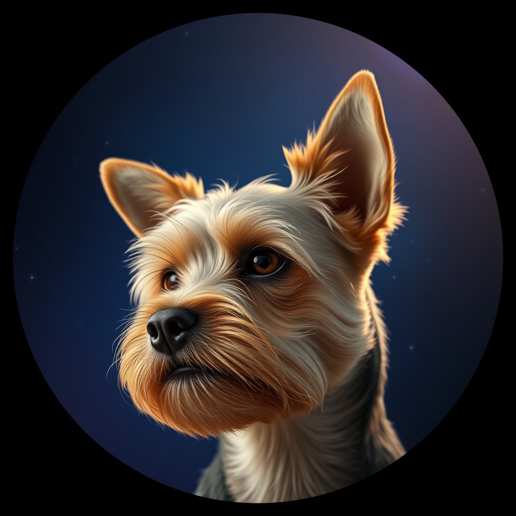 Cosmic medallion portrait of PFZ29E10_PFZ29E10, a Yorkshire Terrier