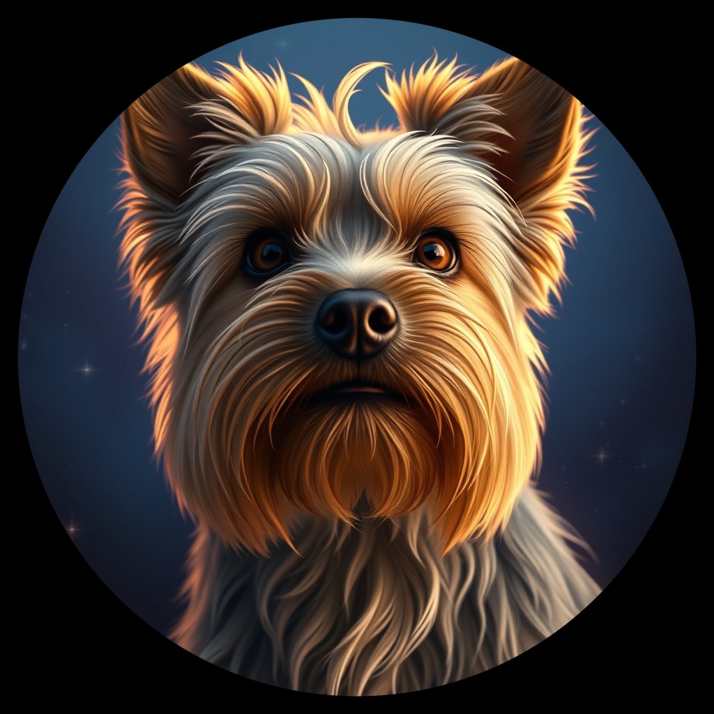 Cosmic medallion portrait of PFZ29E11_PFZ29E11, a Yorkshire Terrier