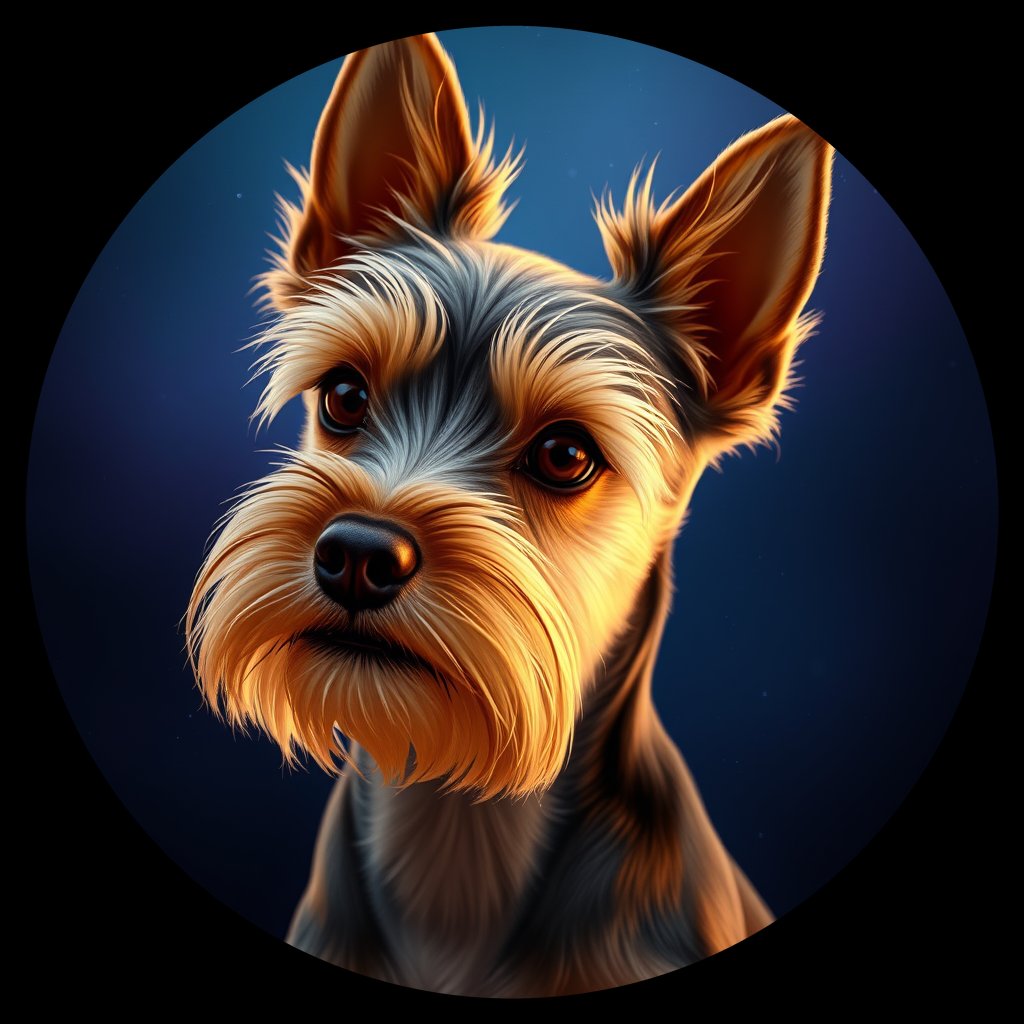 Cosmic medallion portrait of PFZ29E12_PFZ29E12, a Yorkshire Terrier