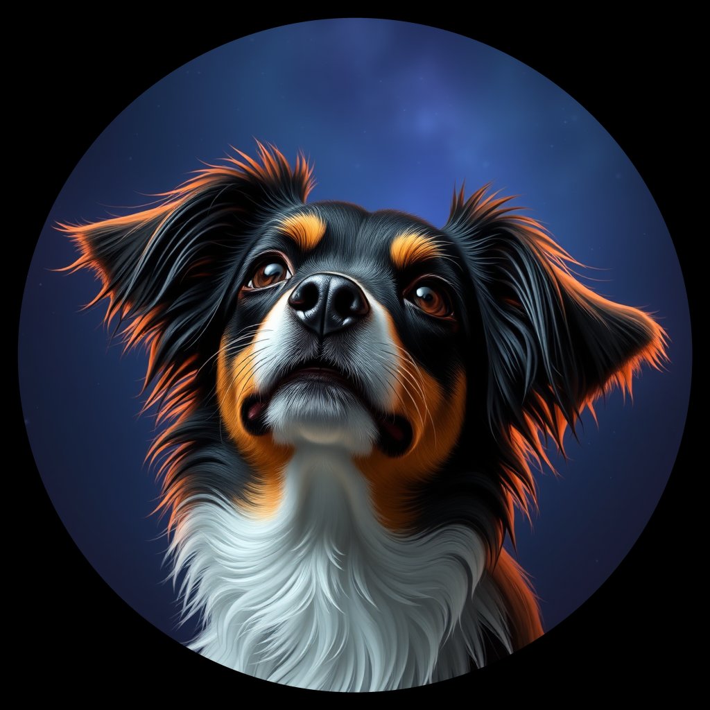 Cosmic medallion portrait of PFZ29F01_PFZ29F01, a Papillon