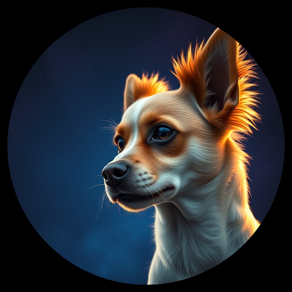 Cosmic medallion portrait of PFZ29F02_PFZ29F02, a Papillon