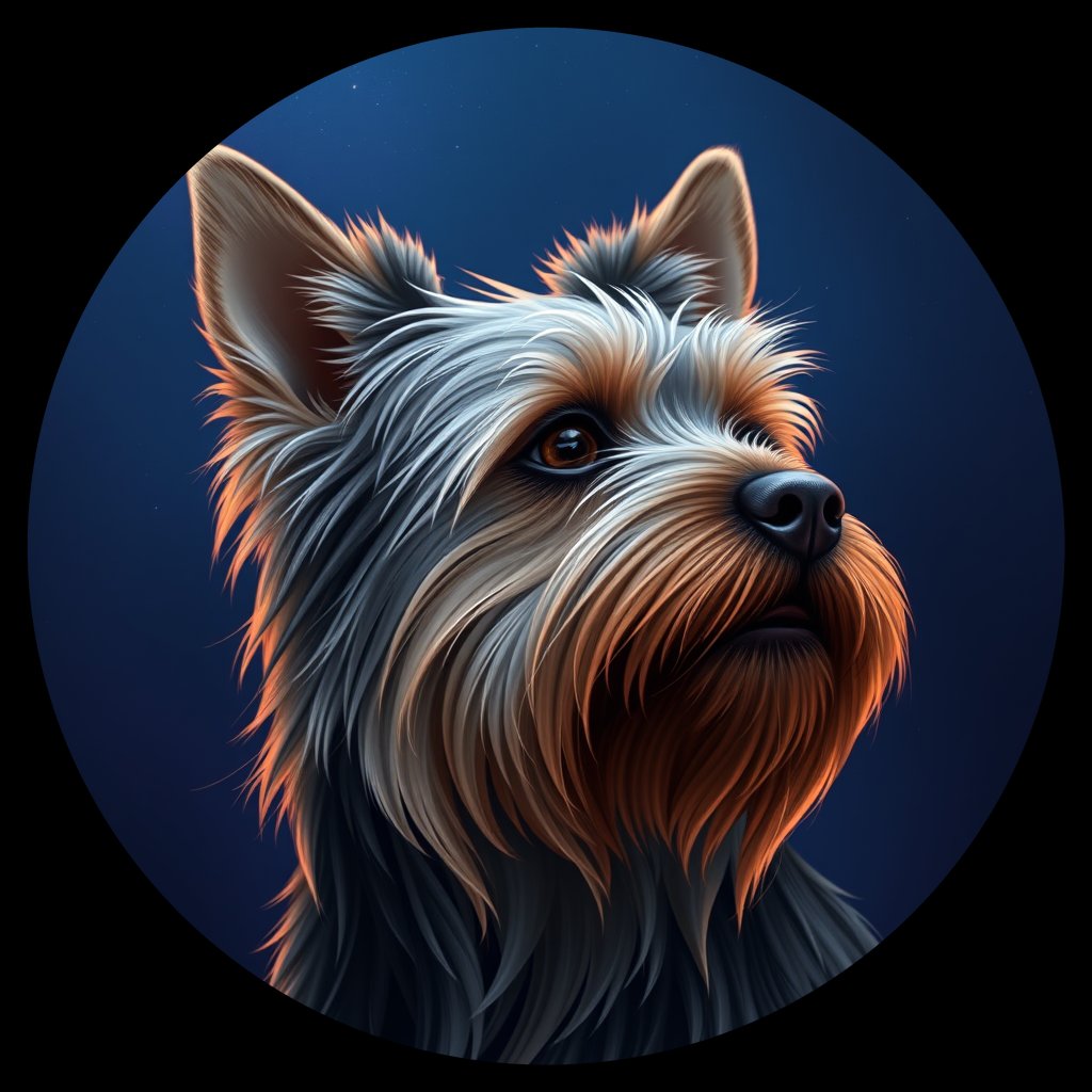 Cosmic medallion portrait of PFZ29F08_PFZ29F08, a Yorkshire Terrier