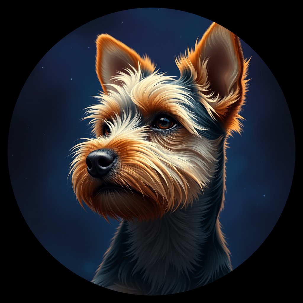 Cosmic medallion portrait of PFZ29F09_PFZ29F09, a Yorkshire Terrier