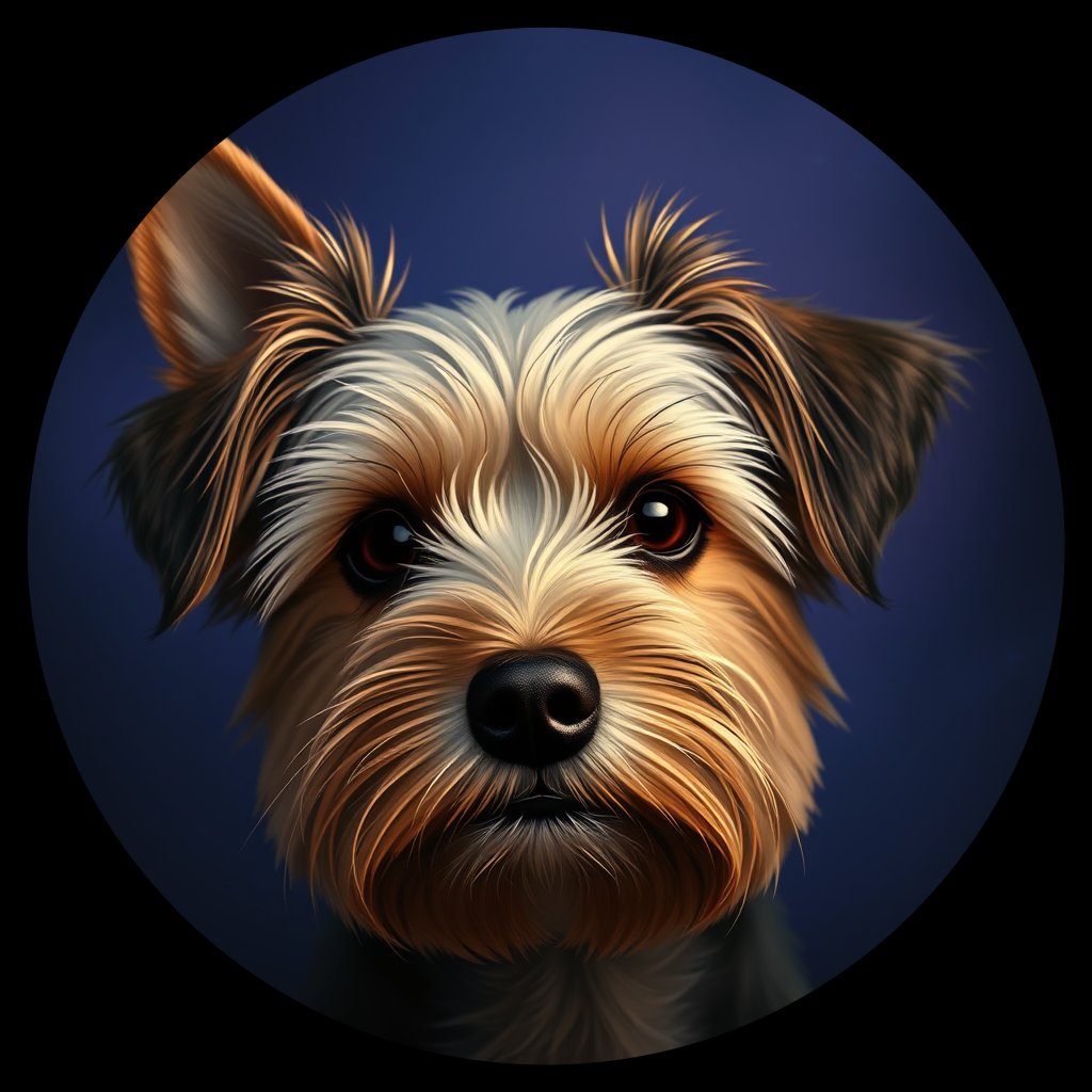 Cosmic medallion portrait of PFZ29F10_PFZ29F10, a Yorkshire Terrier