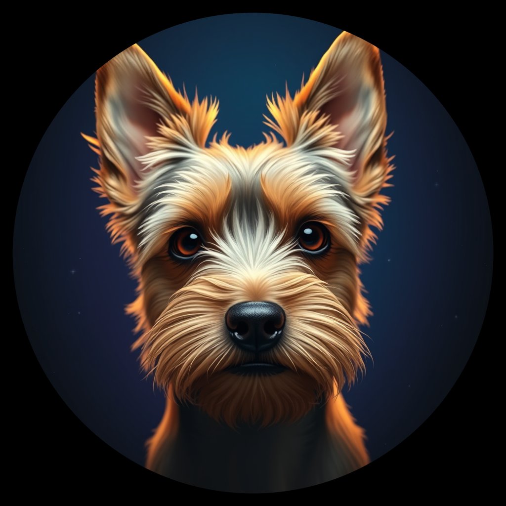 Cosmic medallion portrait of PFZ29F11_PFZ29F11, a Yorkshire Terrier
