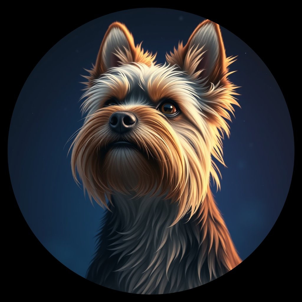 Cosmic medallion portrait of PFZ29F12_PFZ29F12, a Yorkshire Terrier