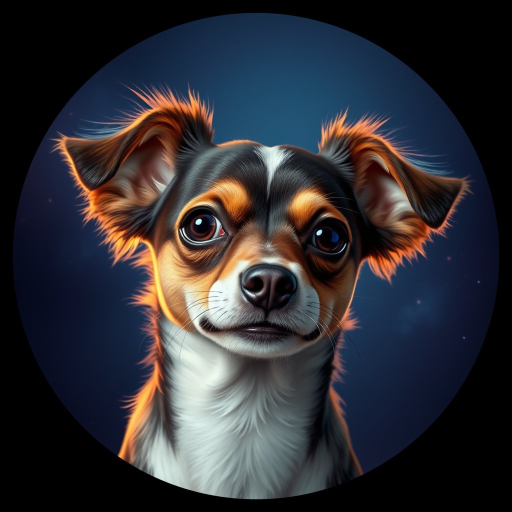 Cosmic medallion portrait of PFZ29G01_PFZ29G01, a Papillon