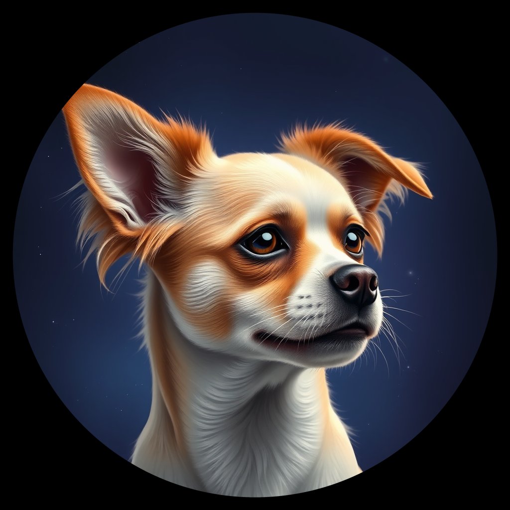 Cosmic medallion portrait of PFZ29G02_PFZ29G02, a Papillon