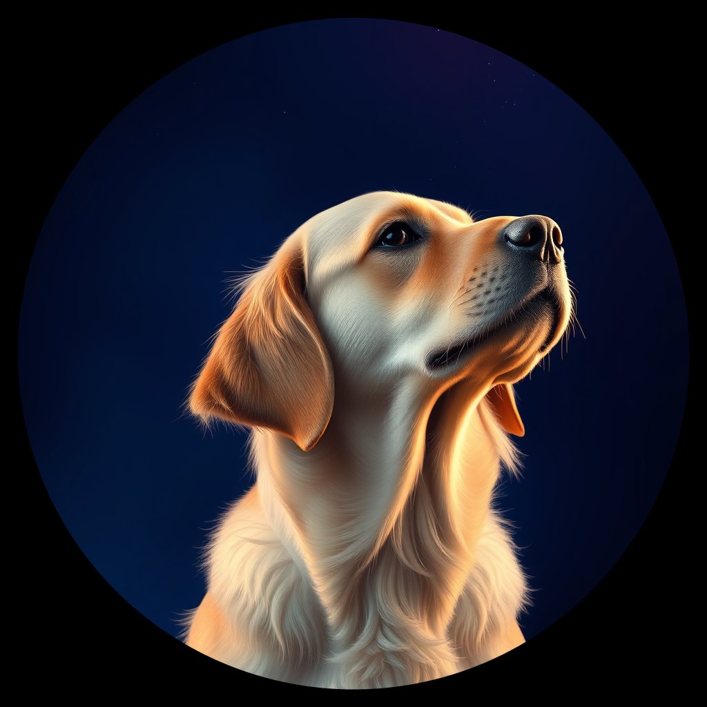 Cosmic medallion portrait of PFZ29G04_PFZ29G04, a Golden Retriever