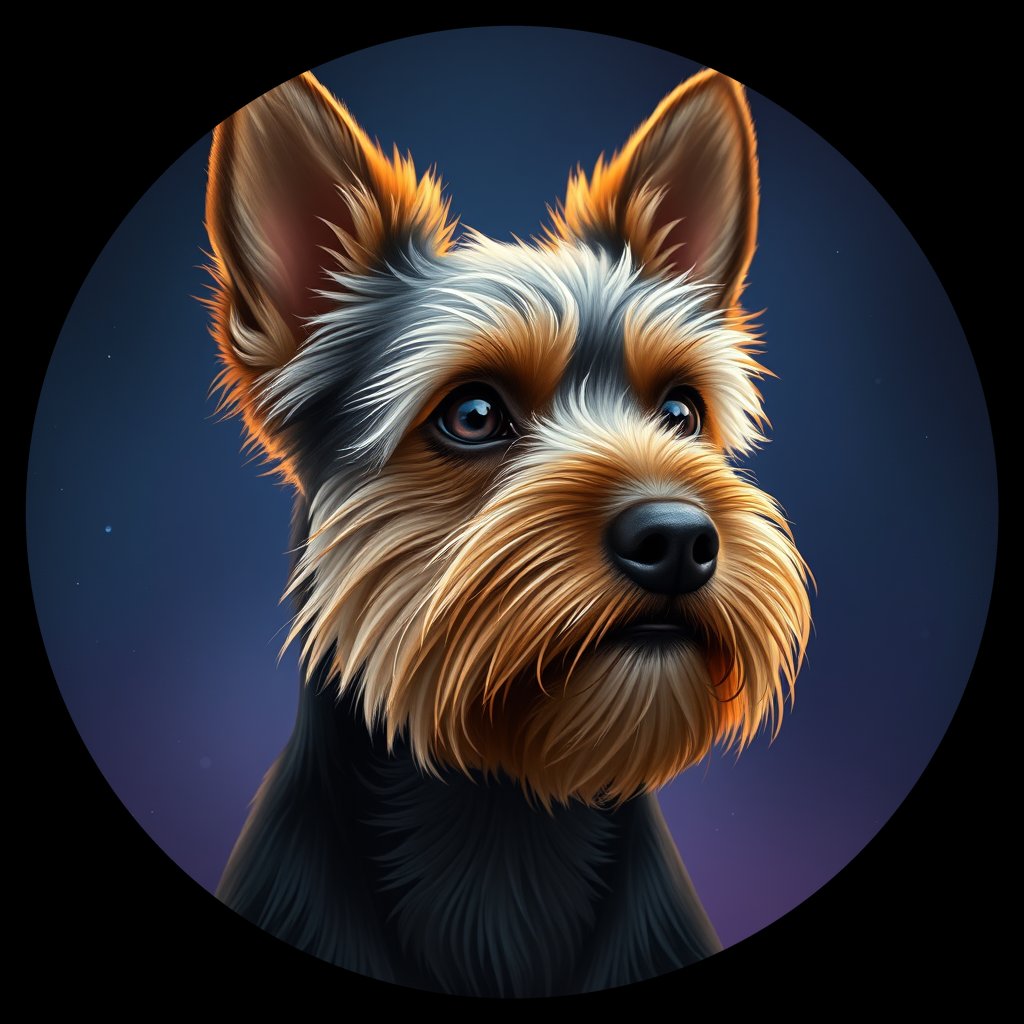Cosmic medallion portrait of PFZ29G07_PFZ29G07, a Yorkshire Terrier