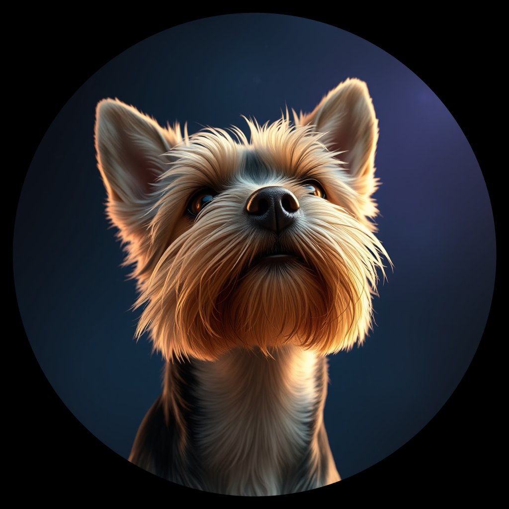 Cosmic medallion portrait of PFZ29G08_PFZ29G08, a Yorkshire Terrier