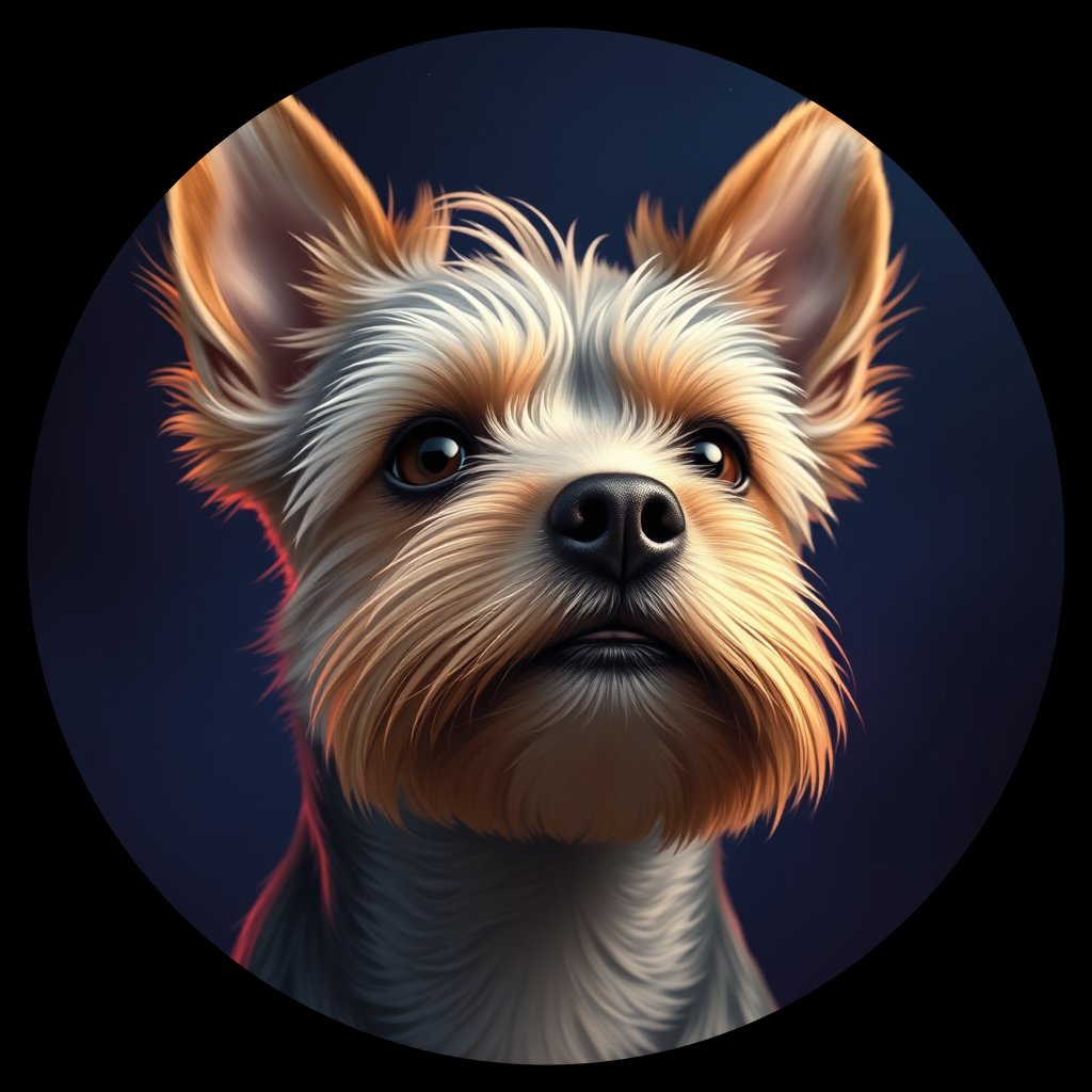 Cosmic medallion portrait of PFZ29G09_PFZ29G09, a Yorkshire Terrier