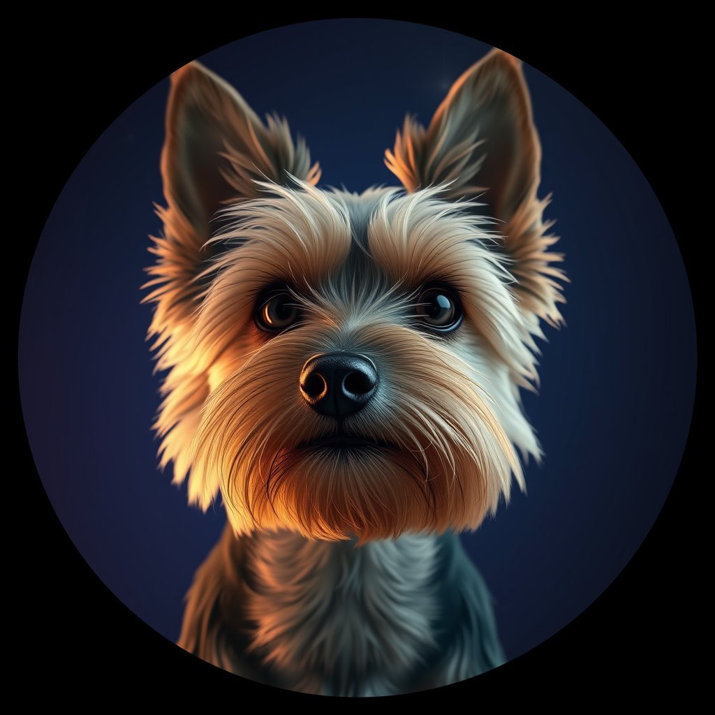 Cosmic medallion portrait of PFZ29G10_PFZ29G10, a Yorkshire Terrier