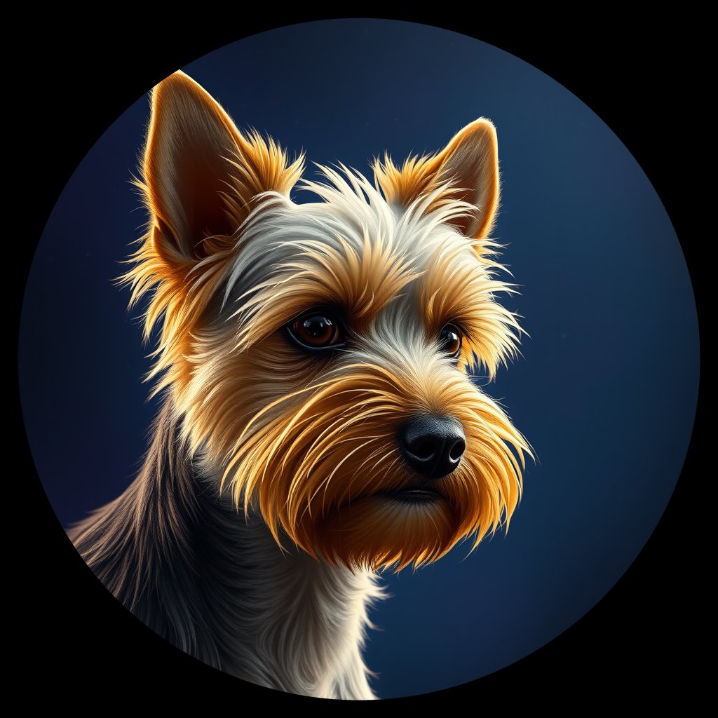 Cosmic medallion portrait of PFZ29G11_PFZ29G11, a Yorkshire Terrier