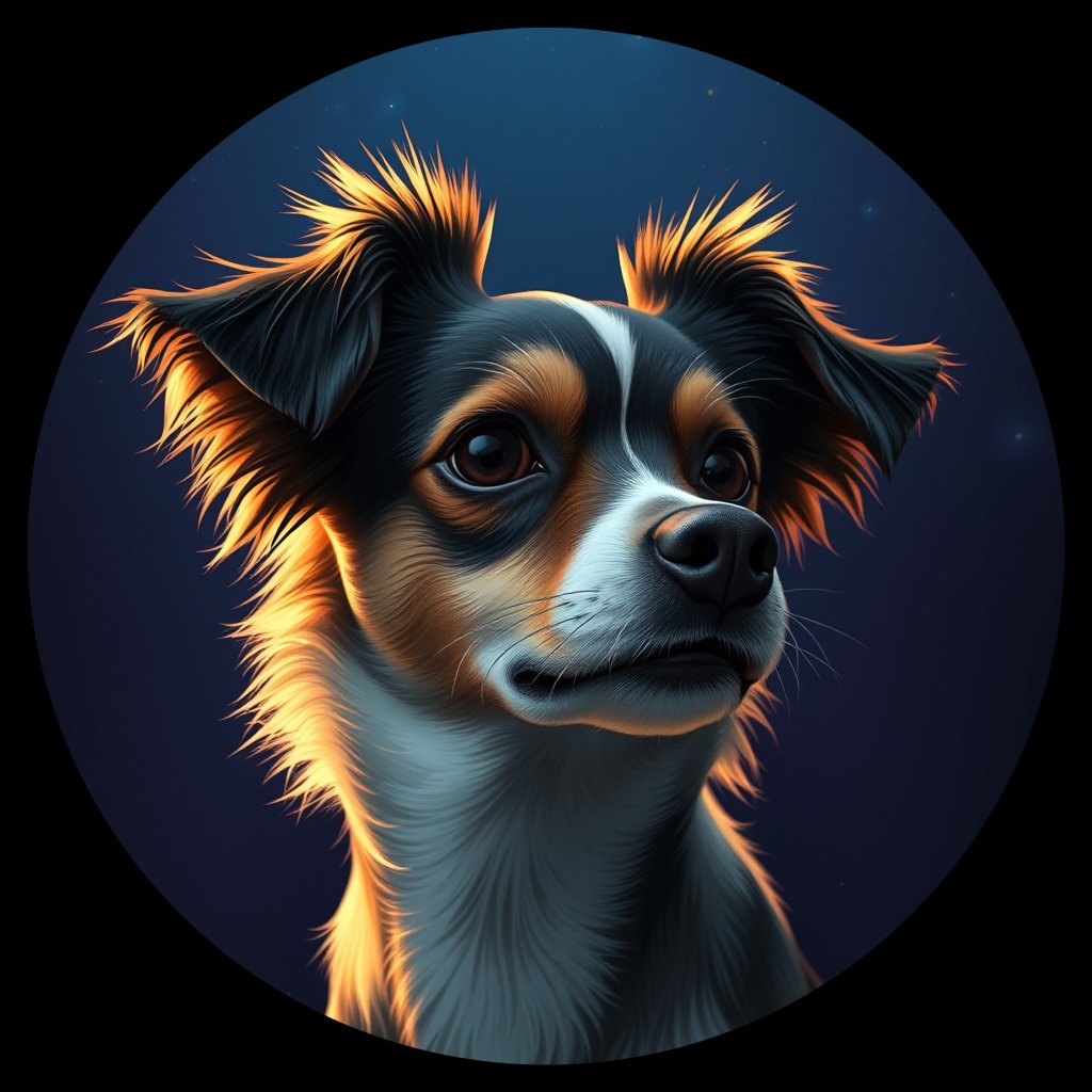 Cosmic medallion portrait of PFZ29H01_PFZ29H01, a Papillon