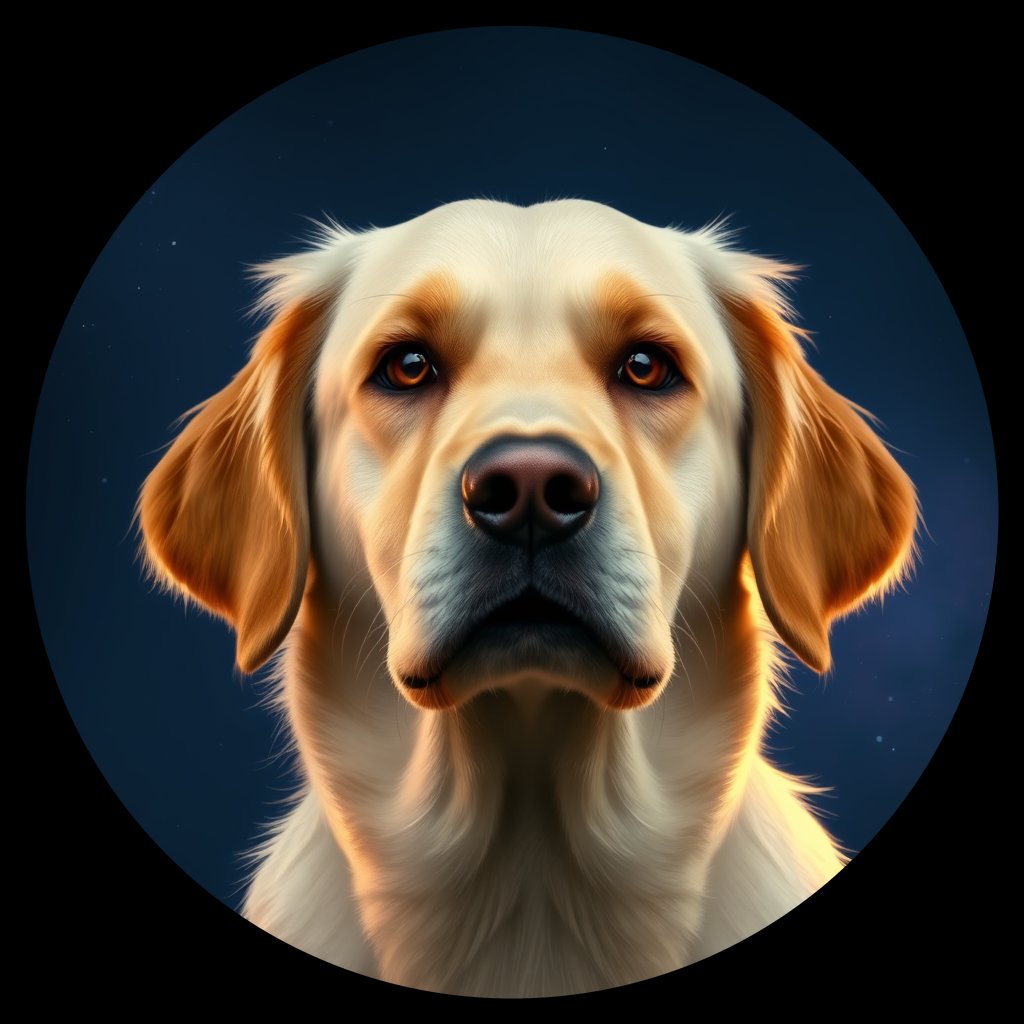 Cosmic medallion portrait of PFZ29H04_PFZ29H04, a Golden Retriever