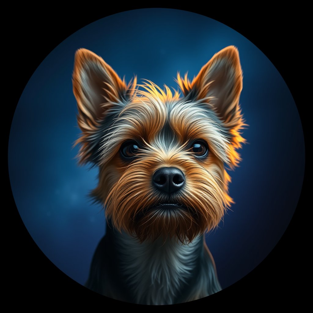Cosmic medallion portrait of PFZ29H06_PFZ29H06, a Yorkshire Terrier