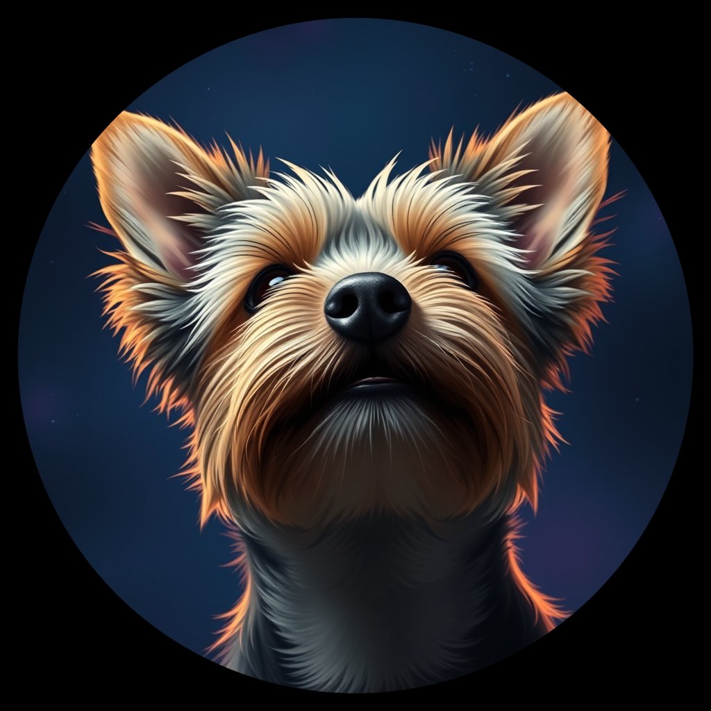Cosmic medallion portrait of PFZ29H07_PFZ29H07, a Yorkshire Terrier