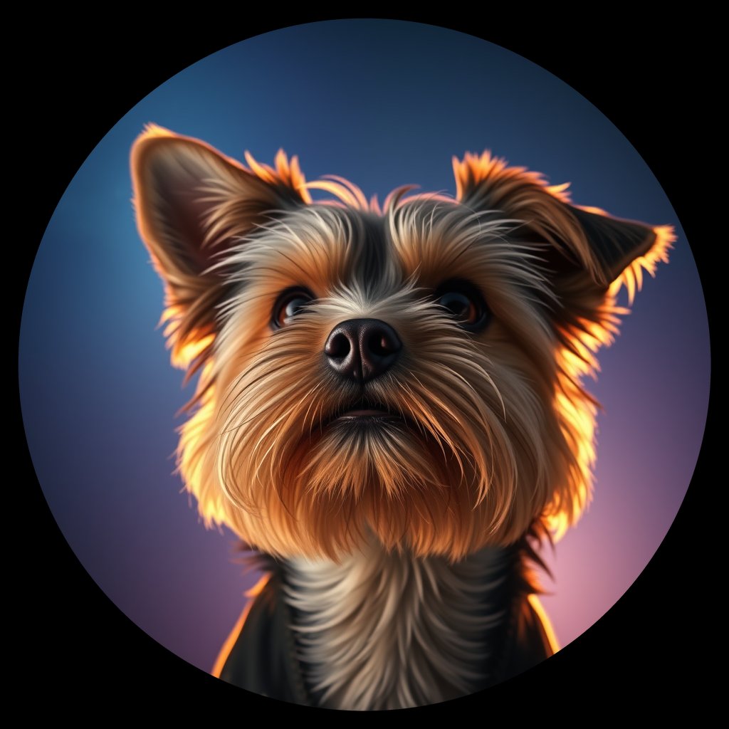 Cosmic medallion portrait of PFZ29H08_PFZ29H08, a Yorkshire Terrier