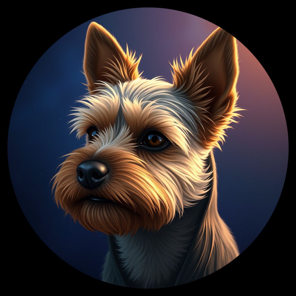 Cosmic medallion portrait of PFZ29H10_PFZ29H10, a Yorkshire Terrier