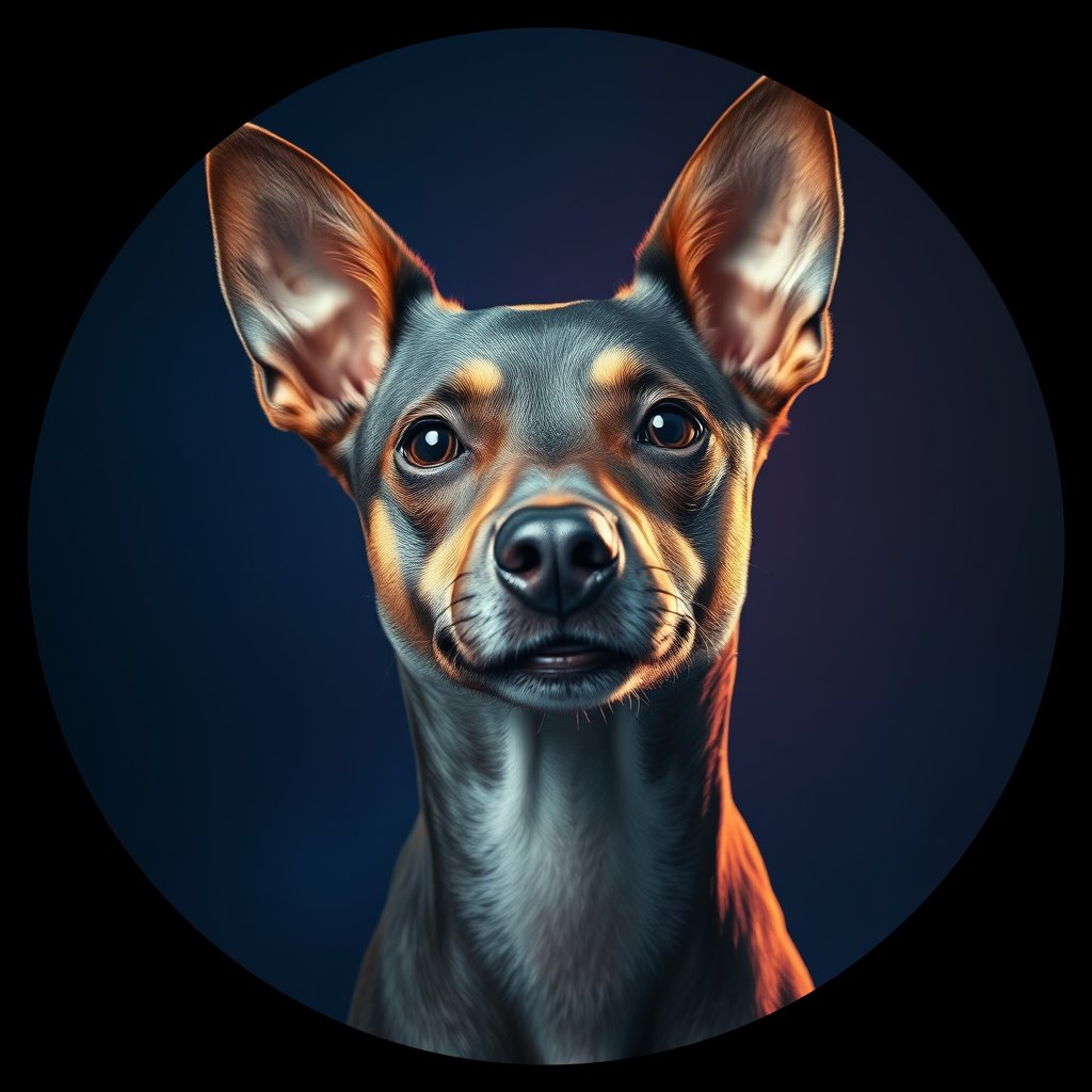 Cosmic medallion portrait of PFZ2A02_PFZ2A02, a Xoloitzcuintli