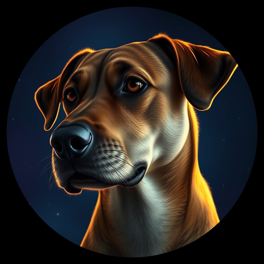 Cosmic medallion portrait of PFZ2A03_PFZ2A03, a Village Dog Vietnam Lang Son