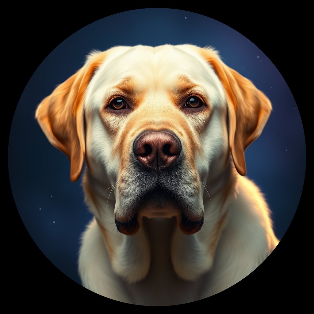Cosmic medallion portrait of PFZ2A05_PFZ2A05, a Labrador Retriever