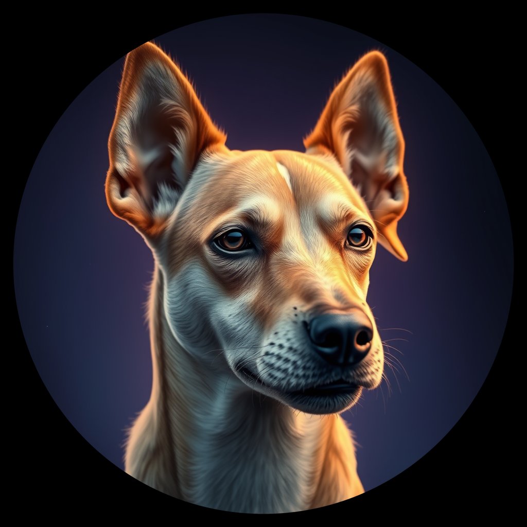 Cosmic medallion portrait of PFZ2B03_PFZ2B03, a Village Dog India Hazaribagh