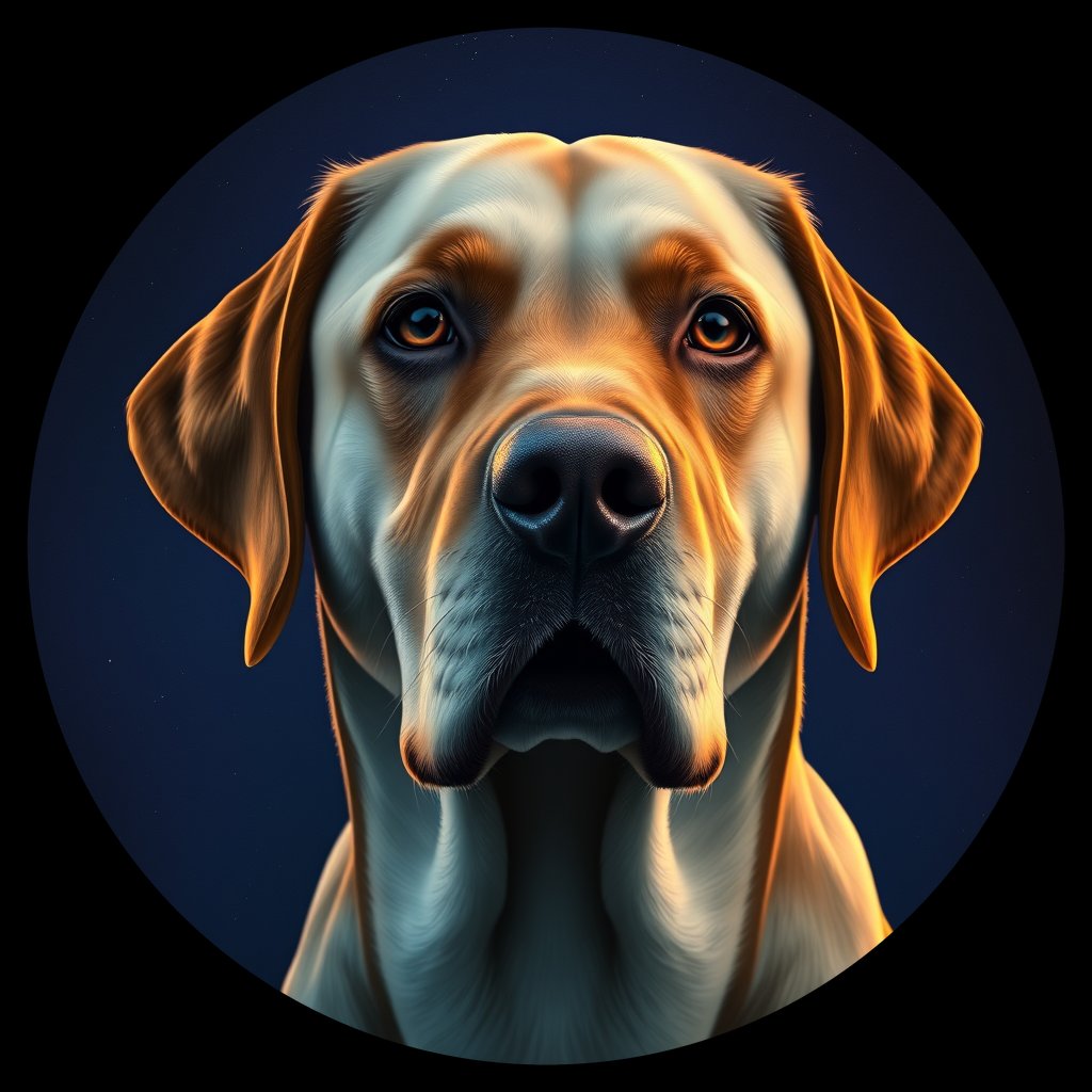 Cosmic medallion portrait of PFZ2B12_PFZ2B12, a Labrador Retriever