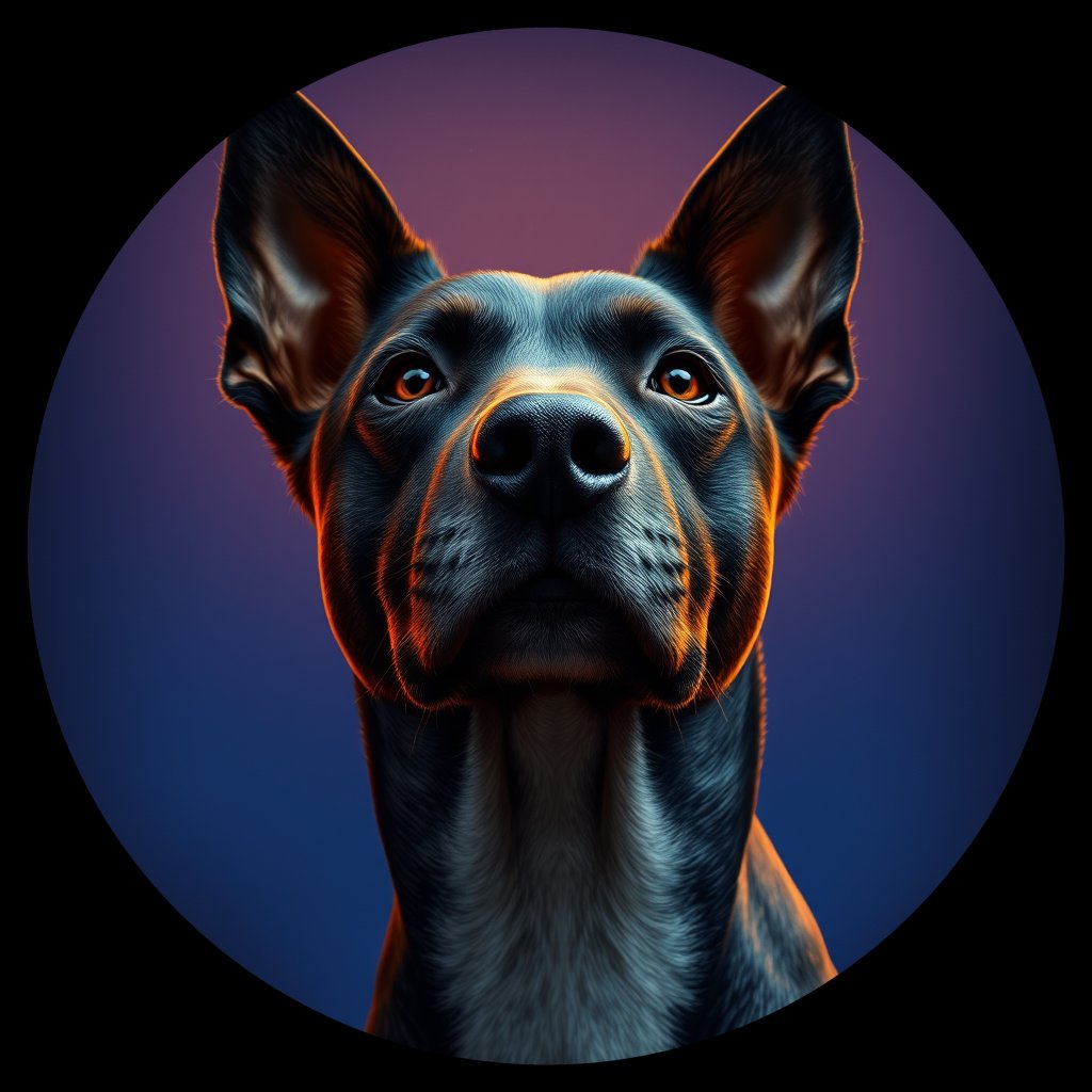 Cosmic medallion portrait of PFZ2C10_PFZ2C10, a Village Dog Dominican Republic