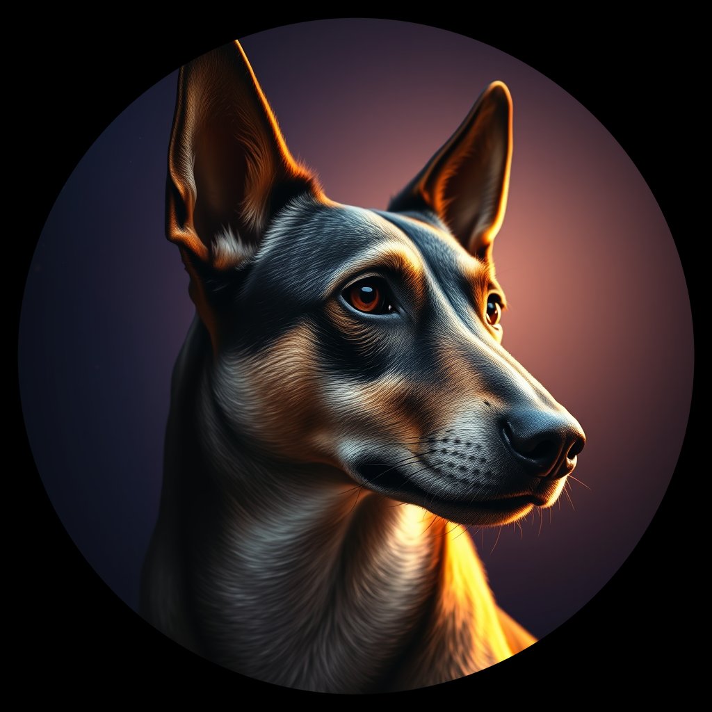 Cosmic medallion portrait of PFZ2D03_PFZ2D03, a Village Dog Peru Ica