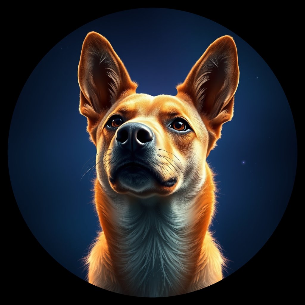 Cosmic medallion portrait of PFZ2D07_PFZ2D07, a New Guinea Singing Dog