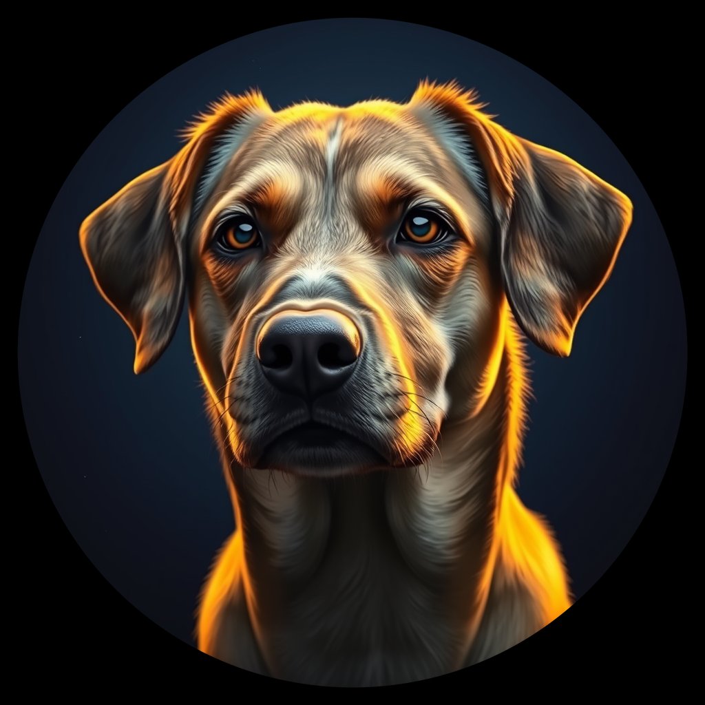 Cosmic medallion portrait of PFZ2D08_PFZ2D08, a Village Dog Peru Loreto