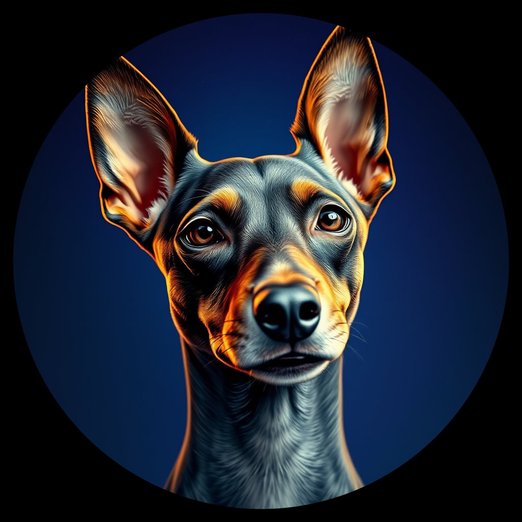 Cosmic medallion portrait of PFZ2E01_PFZ2E01, a Xoloitzcuintli
