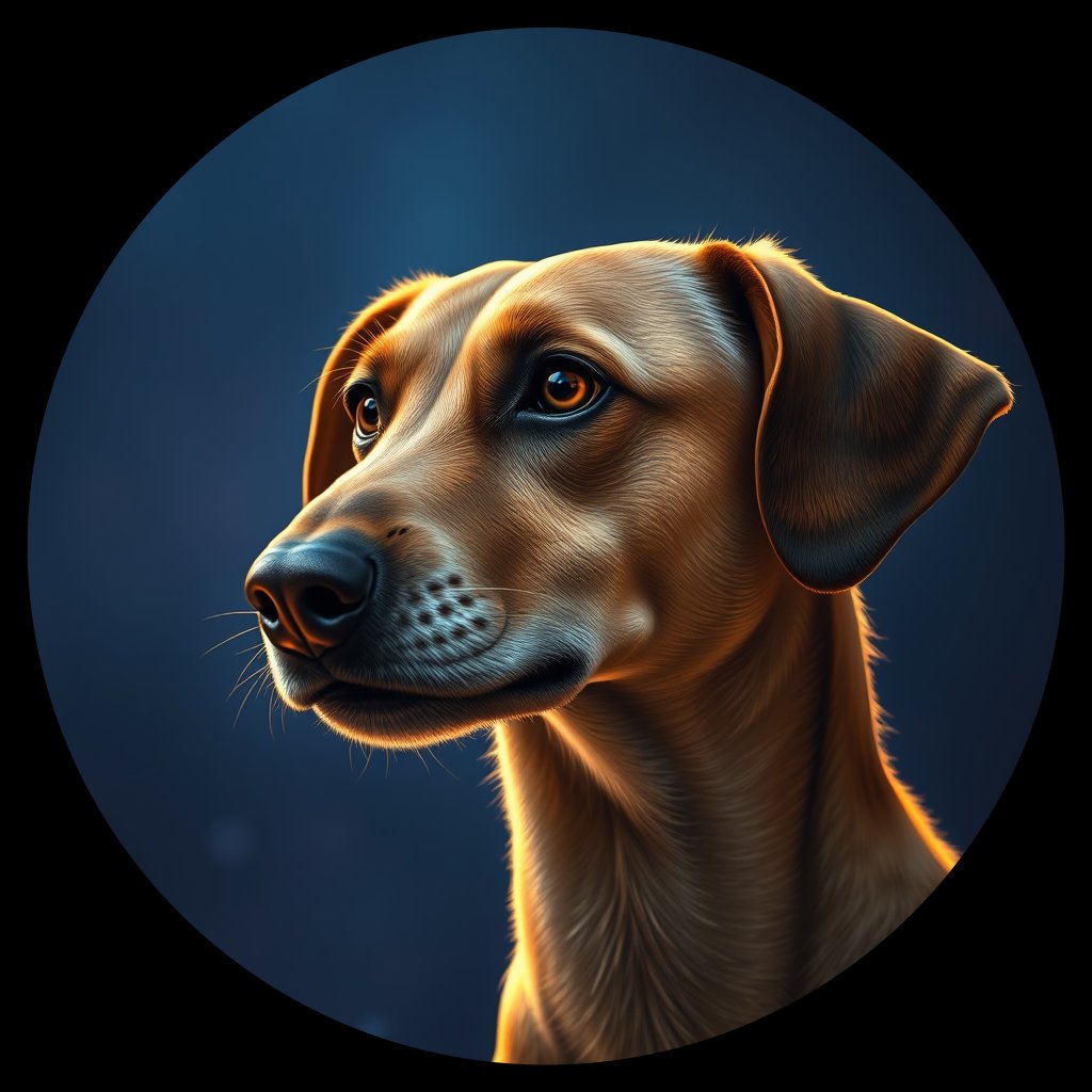 Cosmic medallion portrait of PFZ2E02_PFZ2E02, a Village Dog Qatar