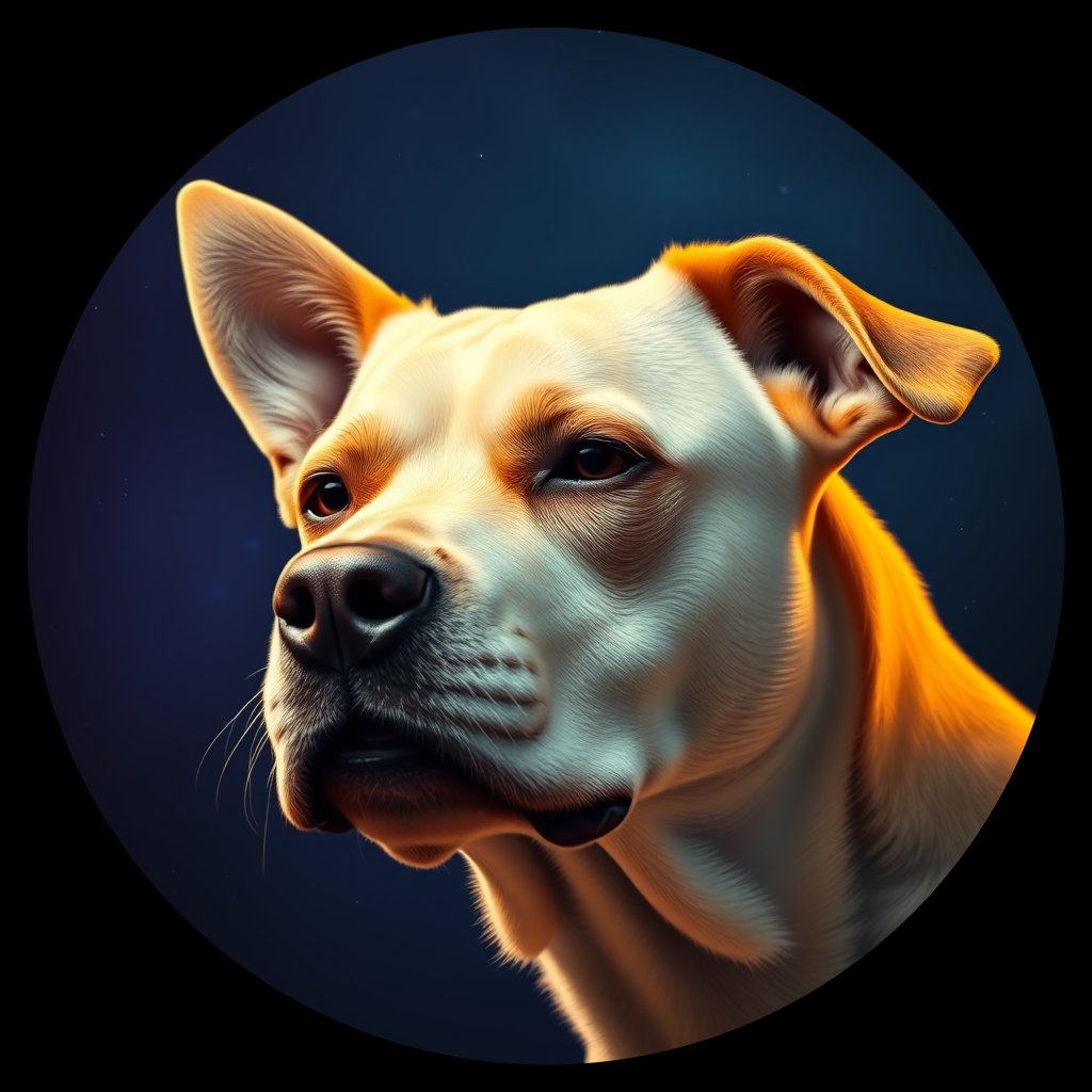 Cosmic medallion portrait of PFZ2E04_PFZ2E04, a Village Dog Dominican Republic