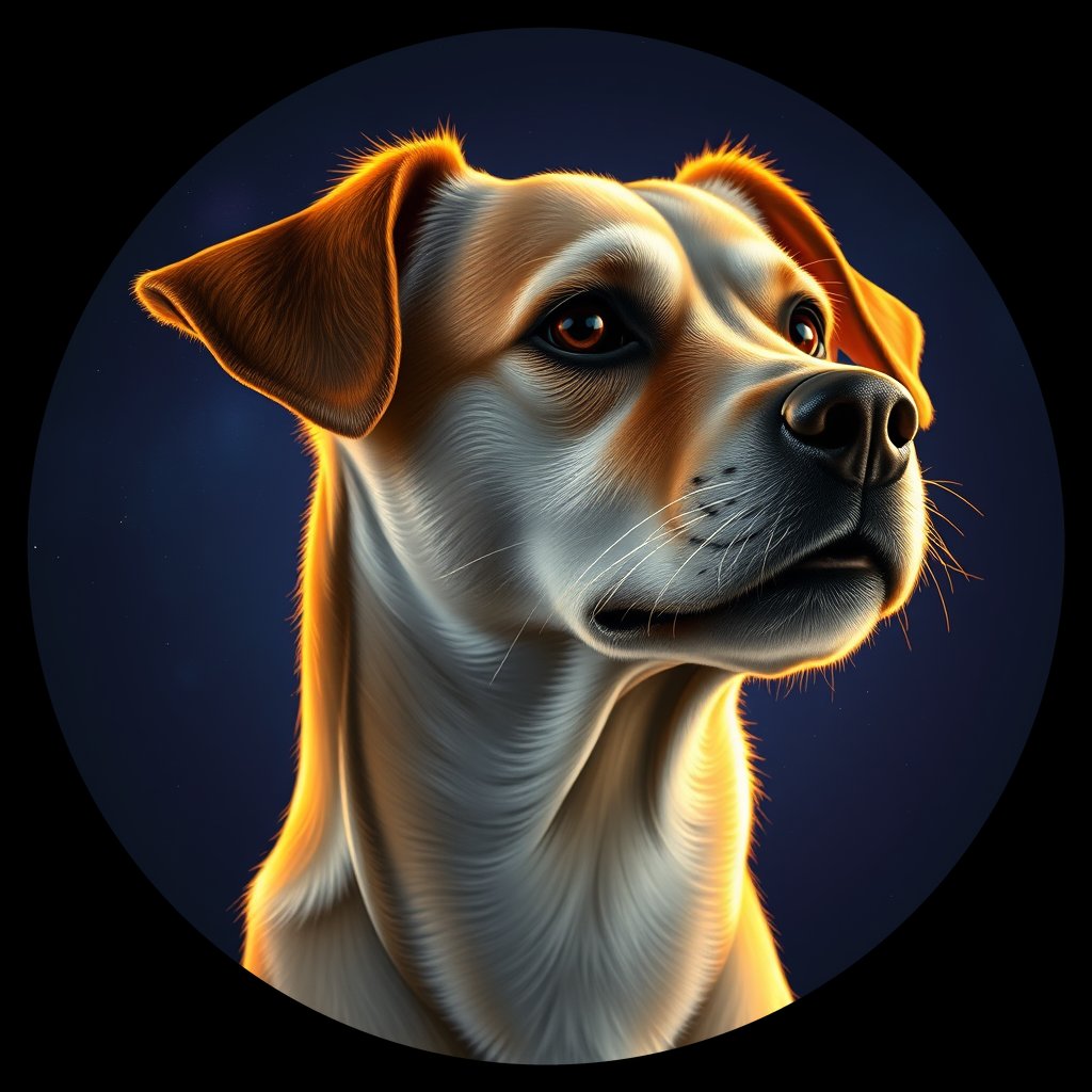 Cosmic medallion portrait of PFZ2E05_PFZ2E05, a Village Dog Us Alaska