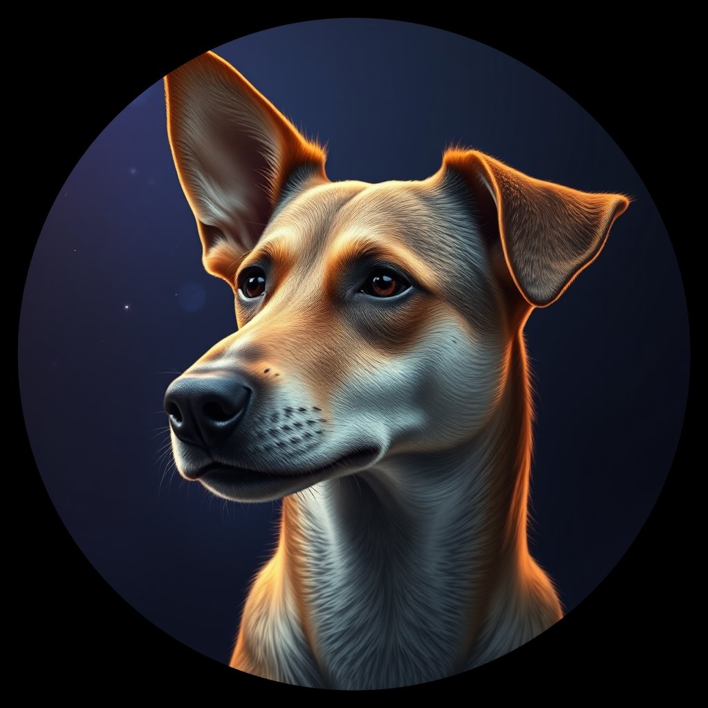 Cosmic medallion portrait of PFZ2E12_PFZ2E12, a Village Dog Peru Loreto