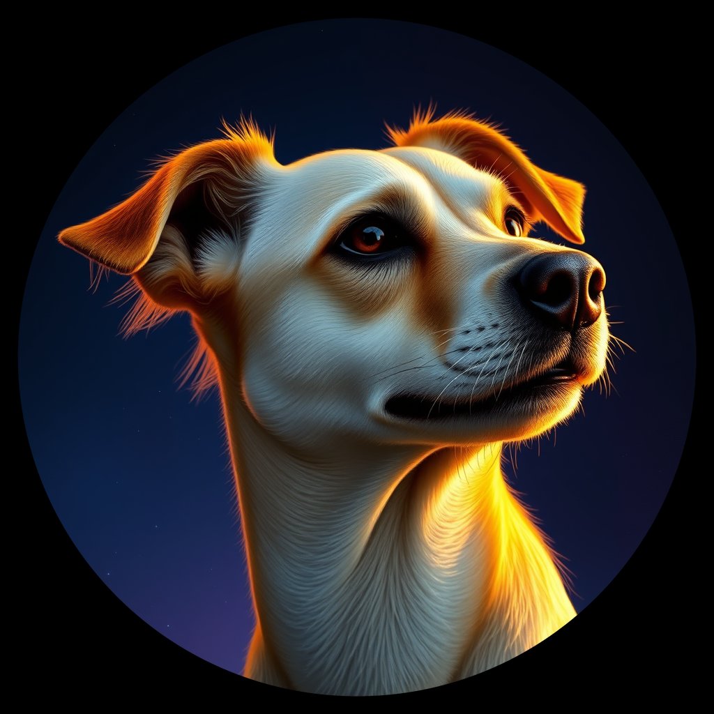 Cosmic medallion portrait of PFZ2F03_PFZ2F03, a Village Dog Peru Cusco