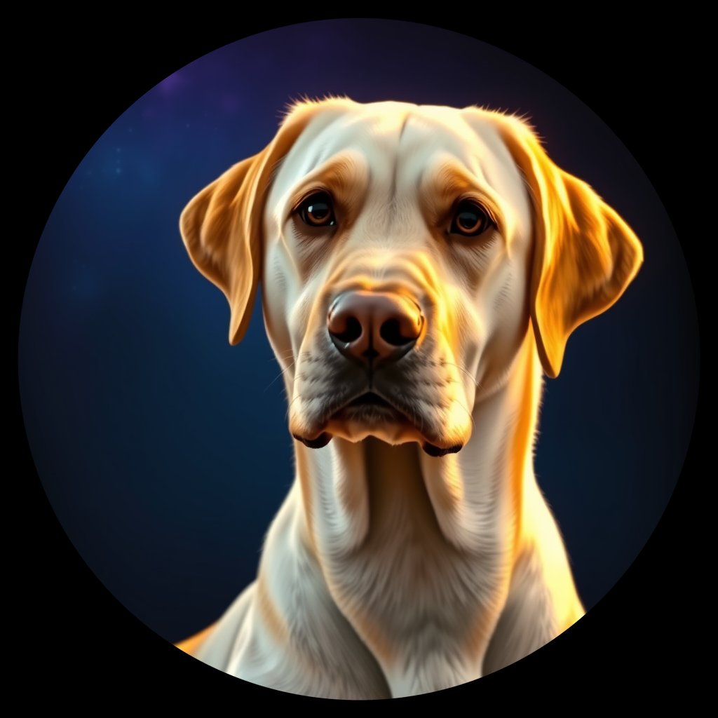 Cosmic medallion portrait of PFZ2F09_PFZ2F09, a Labrador Retriever