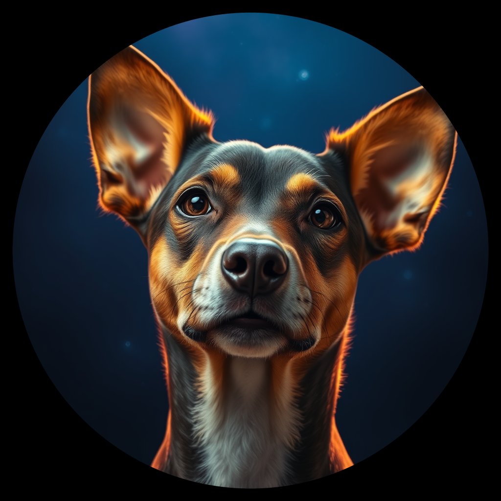 Cosmic medallion portrait of PFZ2F11_PFZ2F11, a Village Dog Dominican Republic