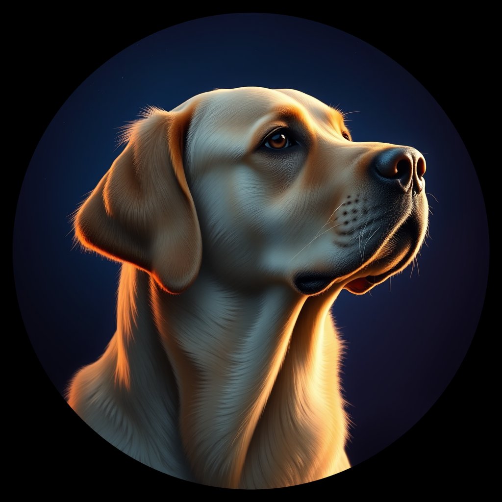 Cosmic medallion portrait of PFZ2F12_PFZ2F12, a Labrador Retriever
