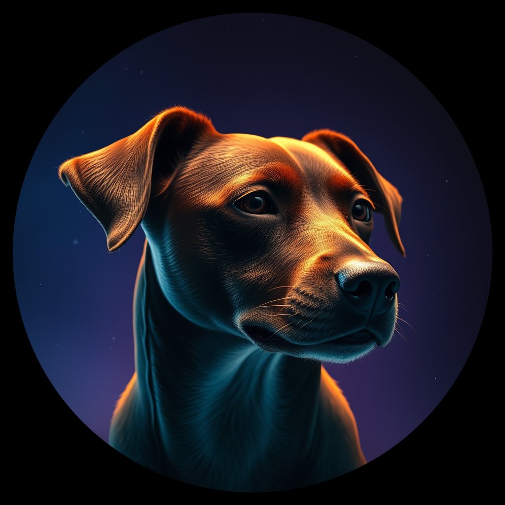 Cosmic medallion portrait of PFZ2G05_PFZ2G05, a Village Dog Dominican Republic