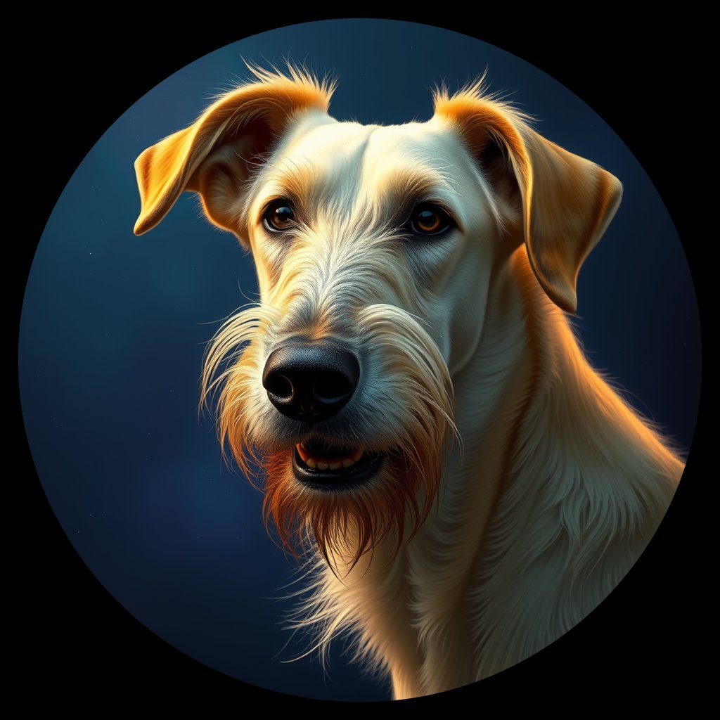 Cosmic medallion portrait of PFZ30A05_PFZ30A05, a Irish Wolfhound