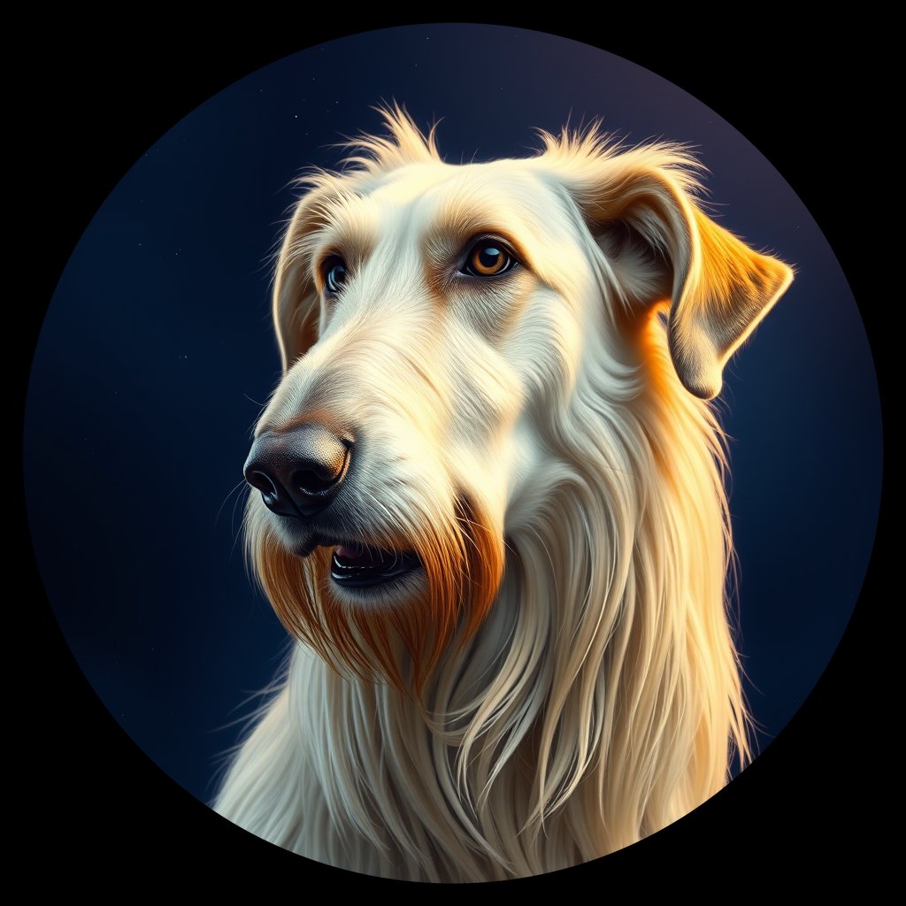 Cosmic medallion portrait of PFZ30A06_PFZ30A06, a Irish Wolfhound